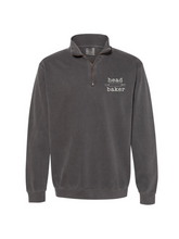 Load image into Gallery viewer, Embroidered Head Baker 1/4 zip
